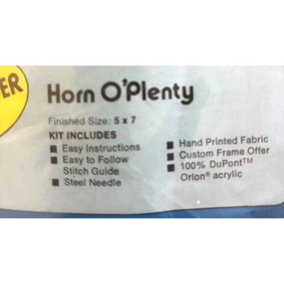 VINTAGE Valiant Mini-Quick Stitchery Kit Horn OPlenty 5x7 Includes Thanksgiving - Picture 4 of 5